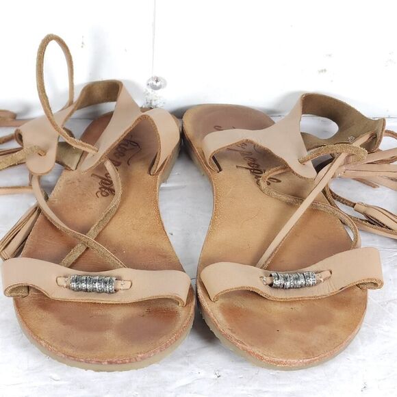 FREE PEOPLE Women’s Bryn Mar U40 EU9,5 Brown Leather Ankle Wrap Flat Sandals - Picture 4 of 14